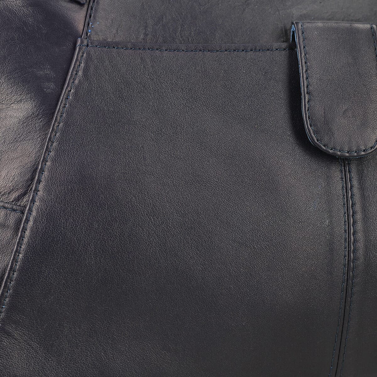 Navy Genuine Leather Tote Bag image number 7