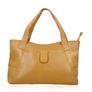 Tan Genuine Leather Tote Bag