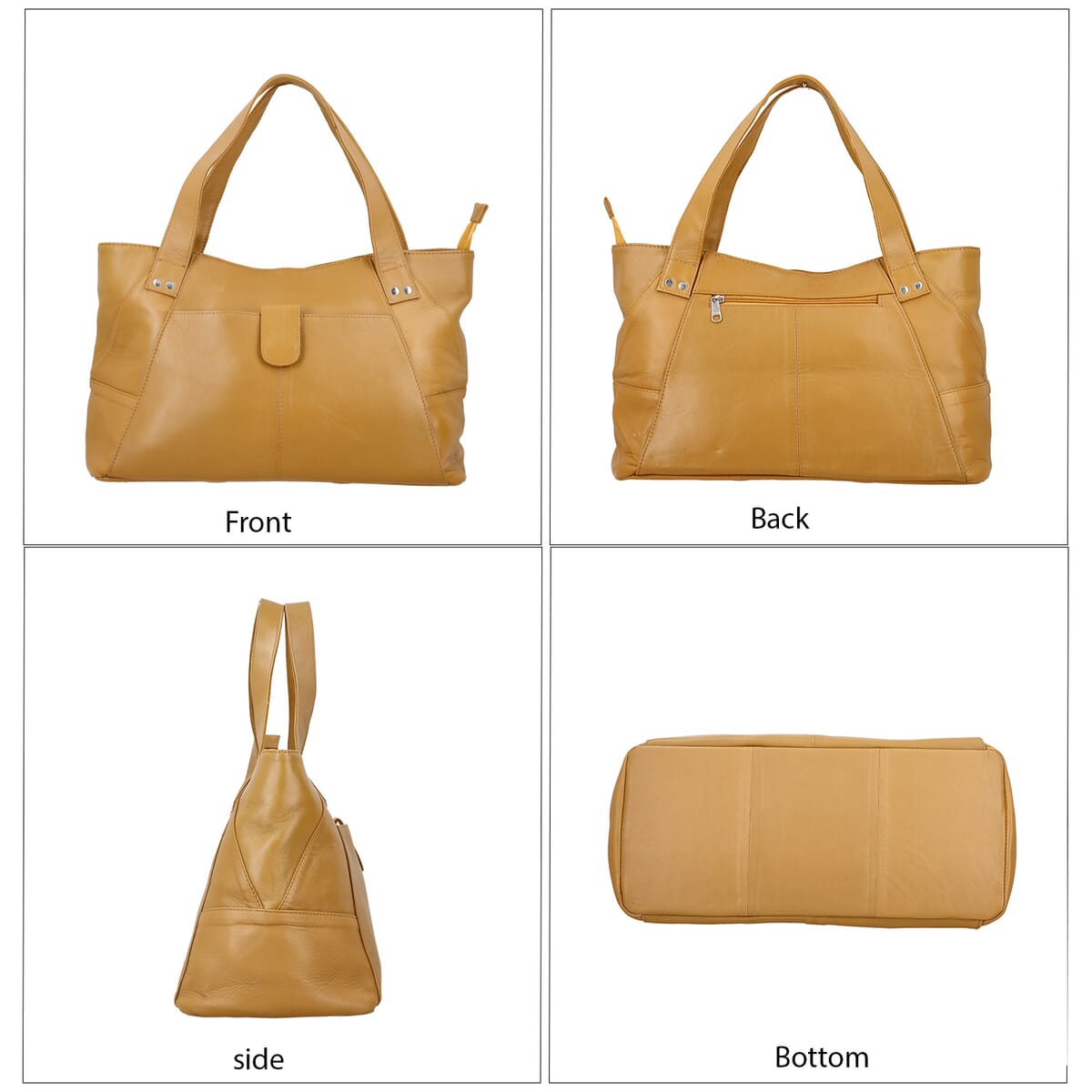 Tan Genuine Leather Tote Bag image number 4