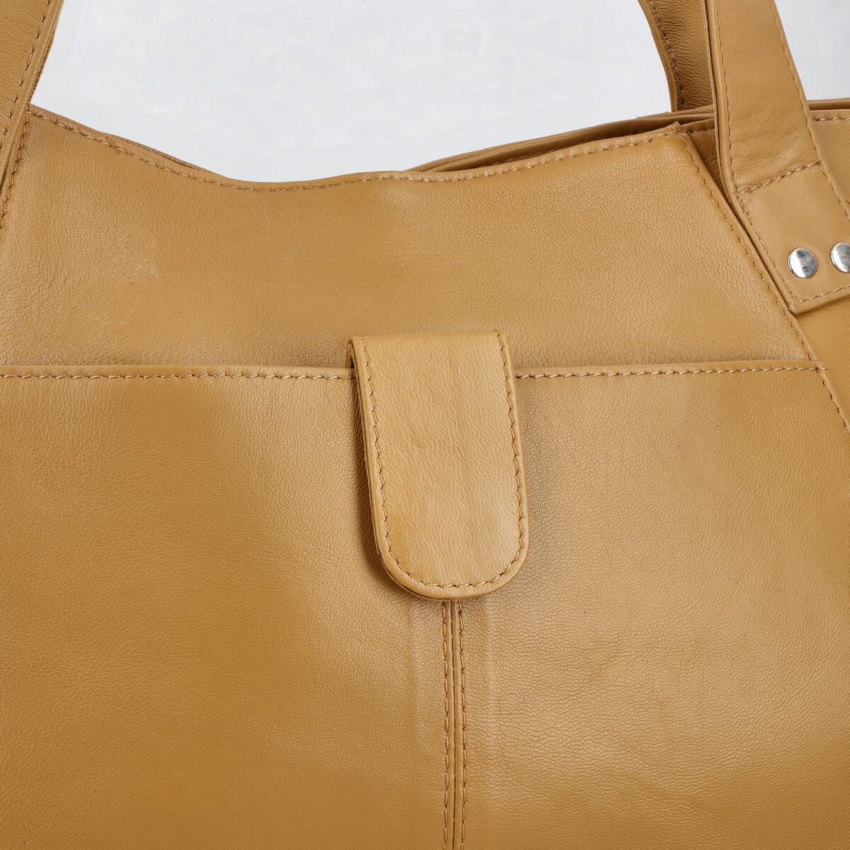 Tan Genuine Leather Tote Bag image number 5