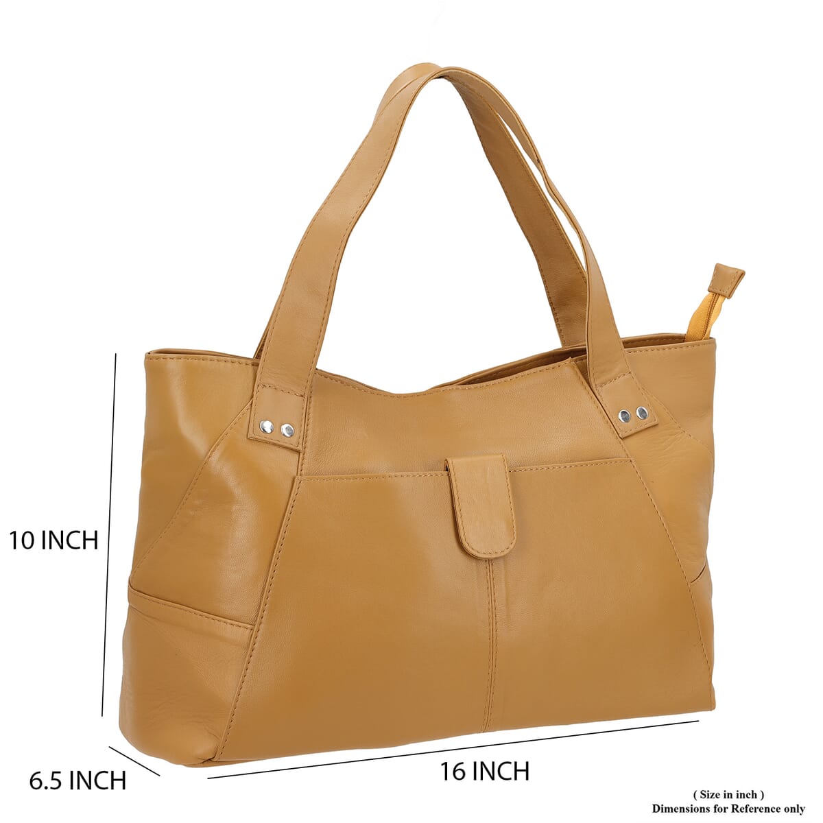 Tan Genuine Leather Tote Bag image number 8