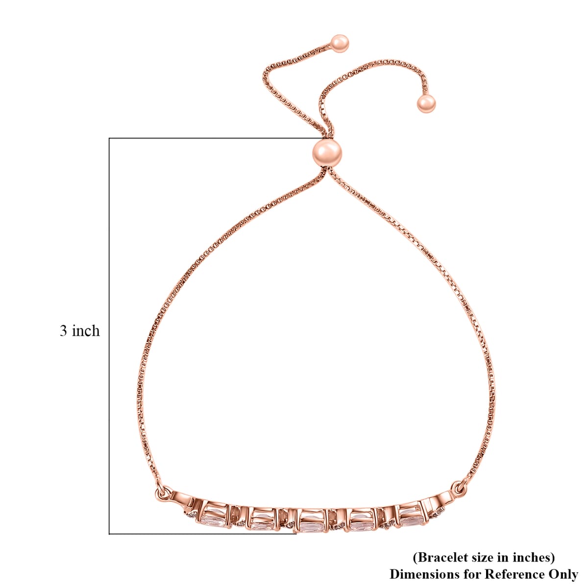 Premium Pink Morganite and Champagne Zircon Bolo Bracelet in Vermeil Rose Gold Over Sterling Silver 2.30 ctw image number 4