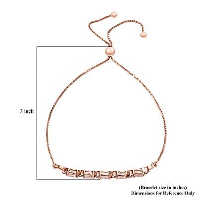 Premium Pink Morganite and Champagne Zircon Bolo Bracelet in Vermeil Rose Gold Over Sterling Silver 2.30 ctw