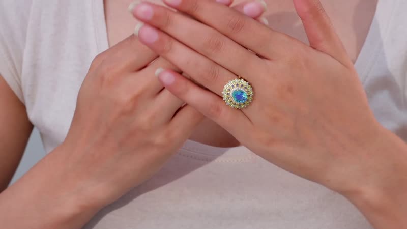 Premium Peacock Quartz, Multi Gemstone Ring in Vermeil YG Over Sterling Silver (Size 10.0) 4.15 ctw