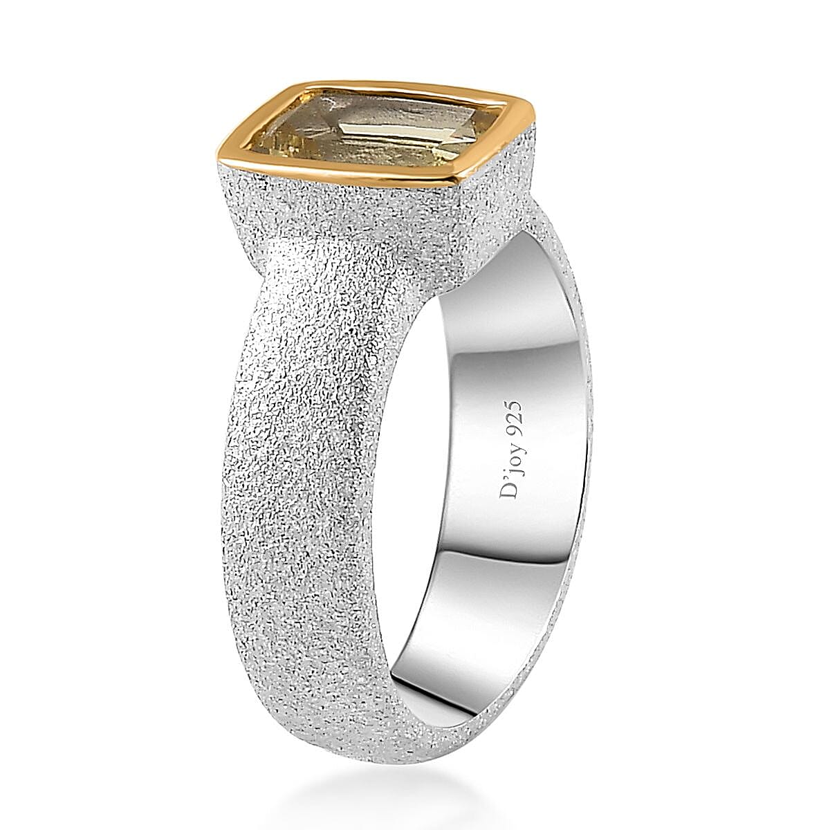 Brazilian Sunfire Beryl Sandblast Texture Solitaire Ring in Vermeil YG and Platinum Over Sterling Silver (Size 8.0) 1.35 ctw image number 3