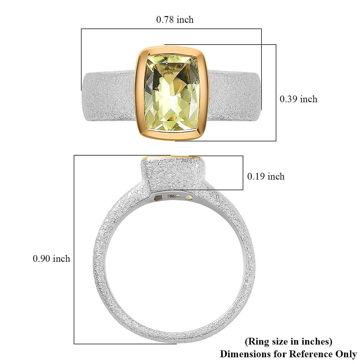 Brazilian Sunfire Beryl Sandblast Texture Solitaire Ring in Vermeil YG and Platinum Over Sterling Silver (Size 8.0) 1.35 ctw image number 5