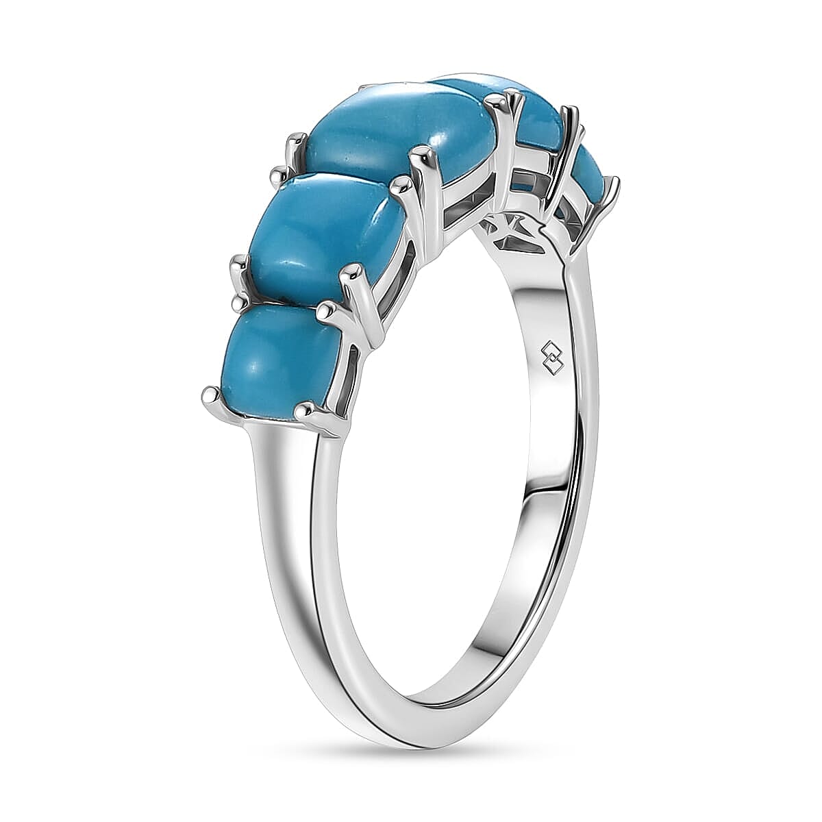 Premium Sleeping Beauty Turquoise 2.80 ctw Ring in Rhodium Over Sterling Silver (Size 5.0)