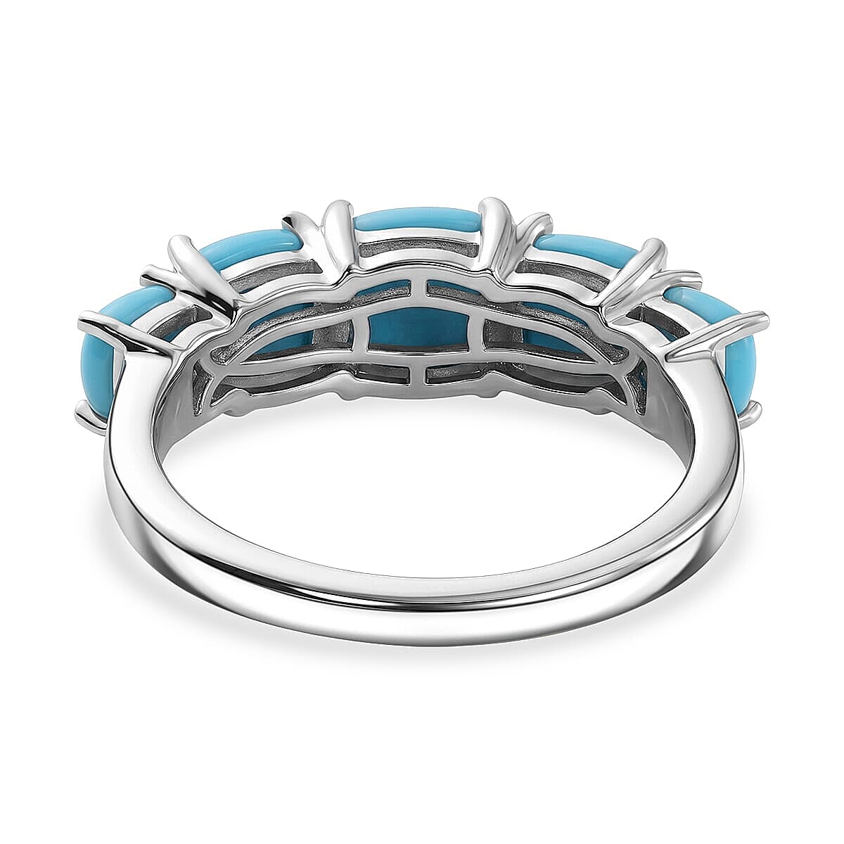 Premium Sleeping Beauty Turquoise 2.80 ctw Ring in Rhodium Over Sterling Silver (Size 5.0)