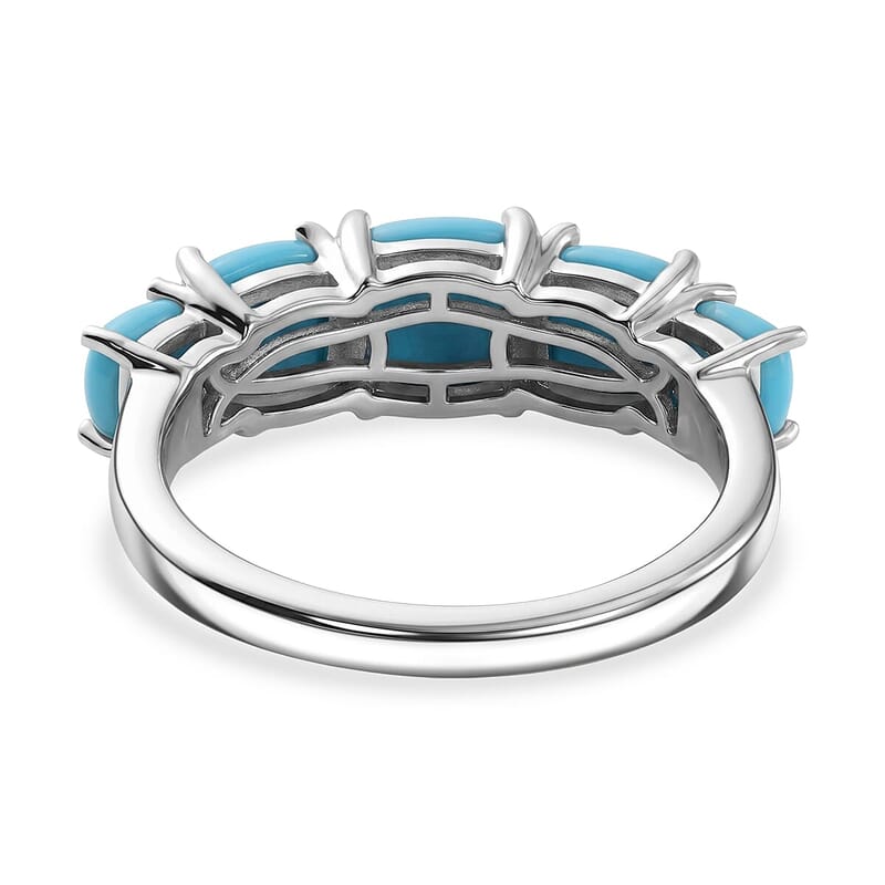 Premium Sleeping Beauty Turquoise 2.80 ctw Ring in Rhodium Over Sterling Silver (Size 7.0)