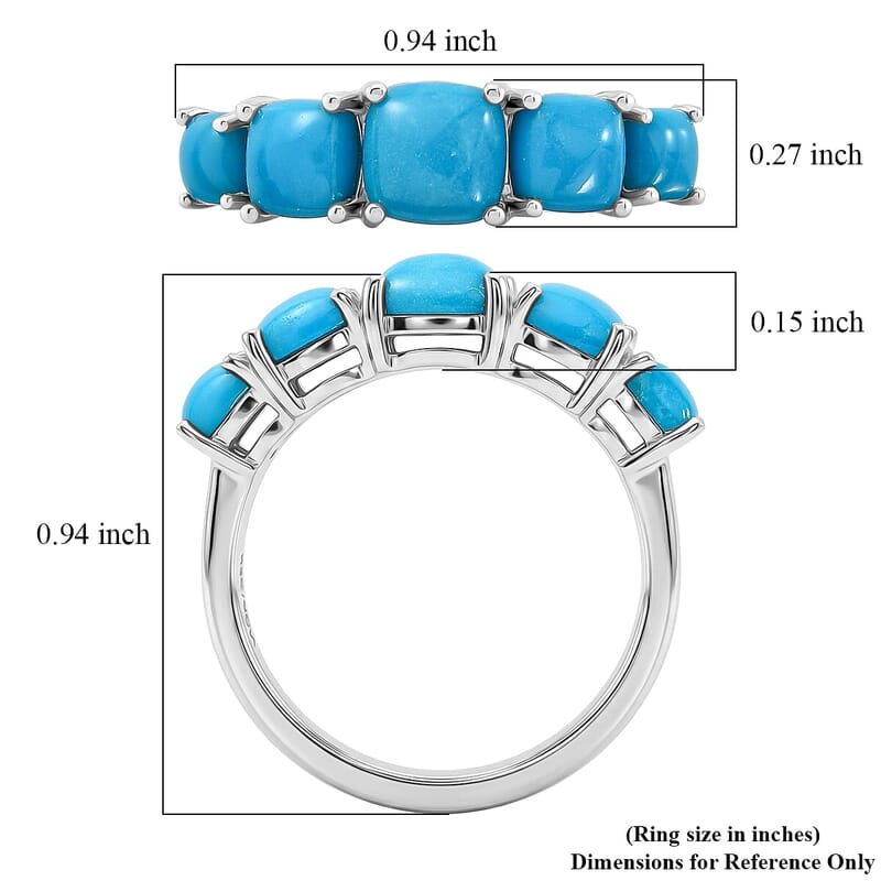 Premium Sleeping Beauty Turquoise 2.80 ctw Ring in Rhodium Over Sterling Silver (Size 7.0)