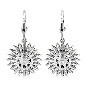 Tahitian Cultured Pearl Carved and Multi-Tourmaline Black Eyed Susan Floral Earrings in Rhodium Over Sterling Silver 3.60 ctw