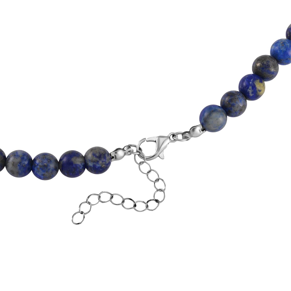 Lapis Lazuli Beaded Men's Necklace 24 Inches with Lion Charm in Stainless Steel 345.00 ctw image number 3