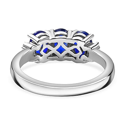 Tanzanian Blue Spinel (DF) and Diamond 1.90 ctw Ring in Rhodium Over Sterling Silver (Size 9.0)
