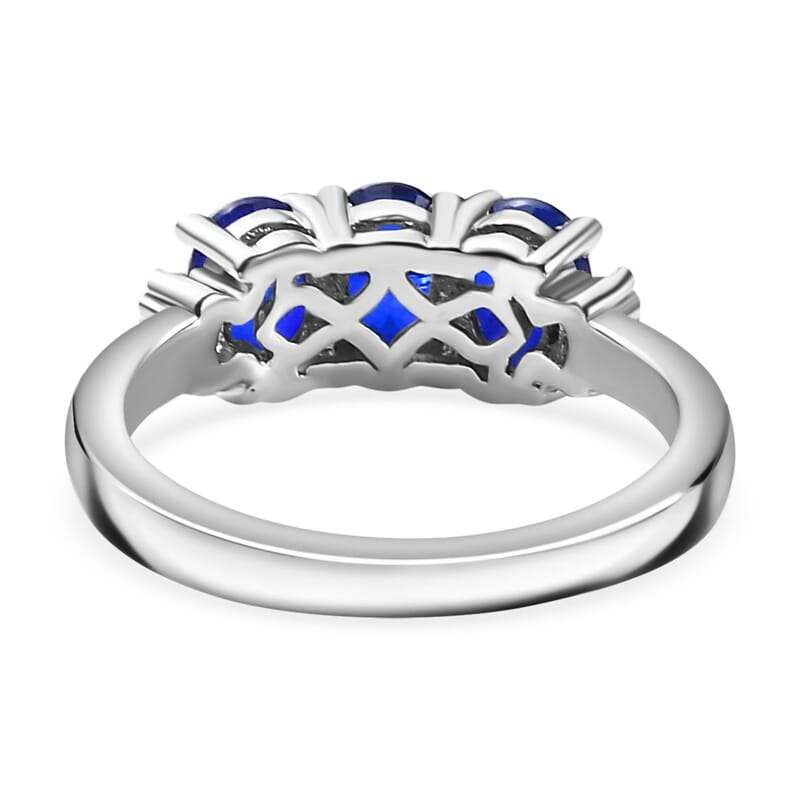 Tanzanian Blue Spinel (DF) and Diamond 1.90 ctw Ring in Rhodium Over Sterling Silver (Size 9.0)