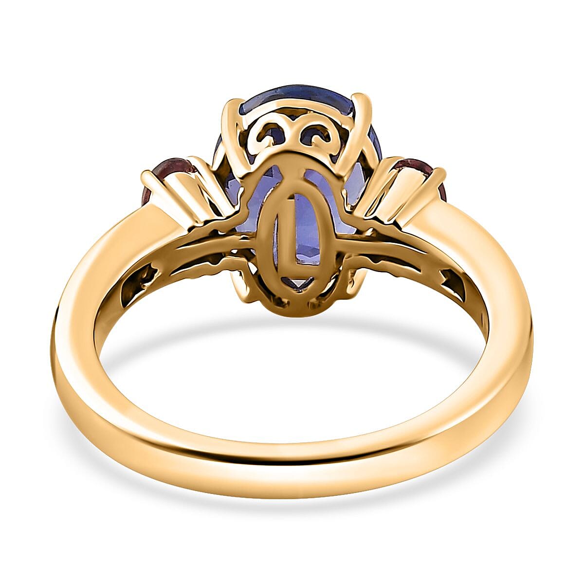 Luxoro 14K Yellow Gold AAA Tanzanite and Ouro Fino Rubellite, G-H I2 Diamond Ring (Size 7.0) 3.75 ctw image number 4
