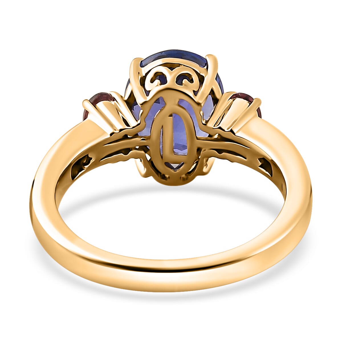 Luxoro 14K Yellow Gold AAA Tanzanite and Ouro Fino Rubellite, G-H I2 Diamond Ring (Size 9.0) 3.75 ctw image number 4
