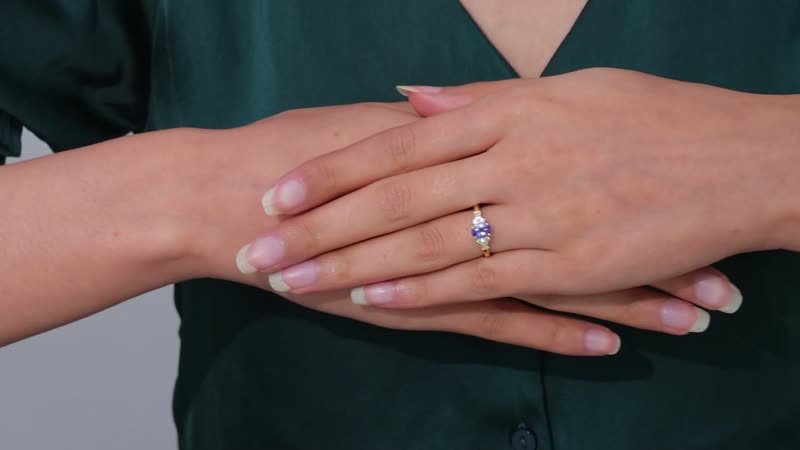 Tanzanite and White Zircon Ring in Vermeil Yellow Gold Over Sterling Silver (Size 10.0) 1.60 ctw