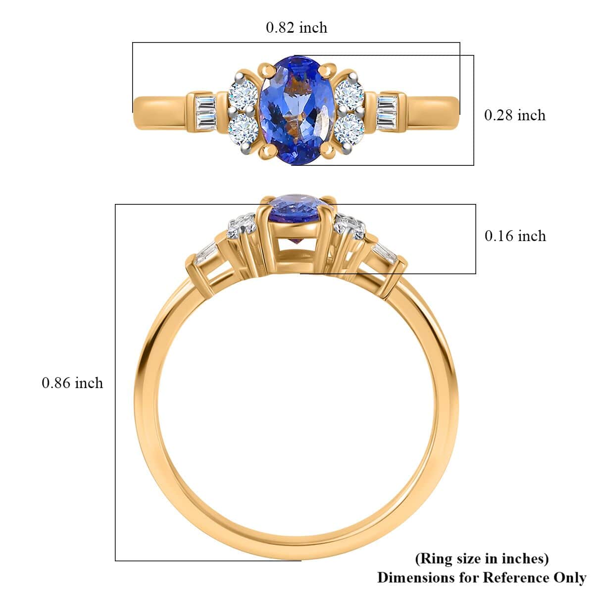 Tanzanite and White Zircon Ring in Vermeil Yellow Gold Over Sterling Silver (Size 10.0) 1.60 ctw image number 5