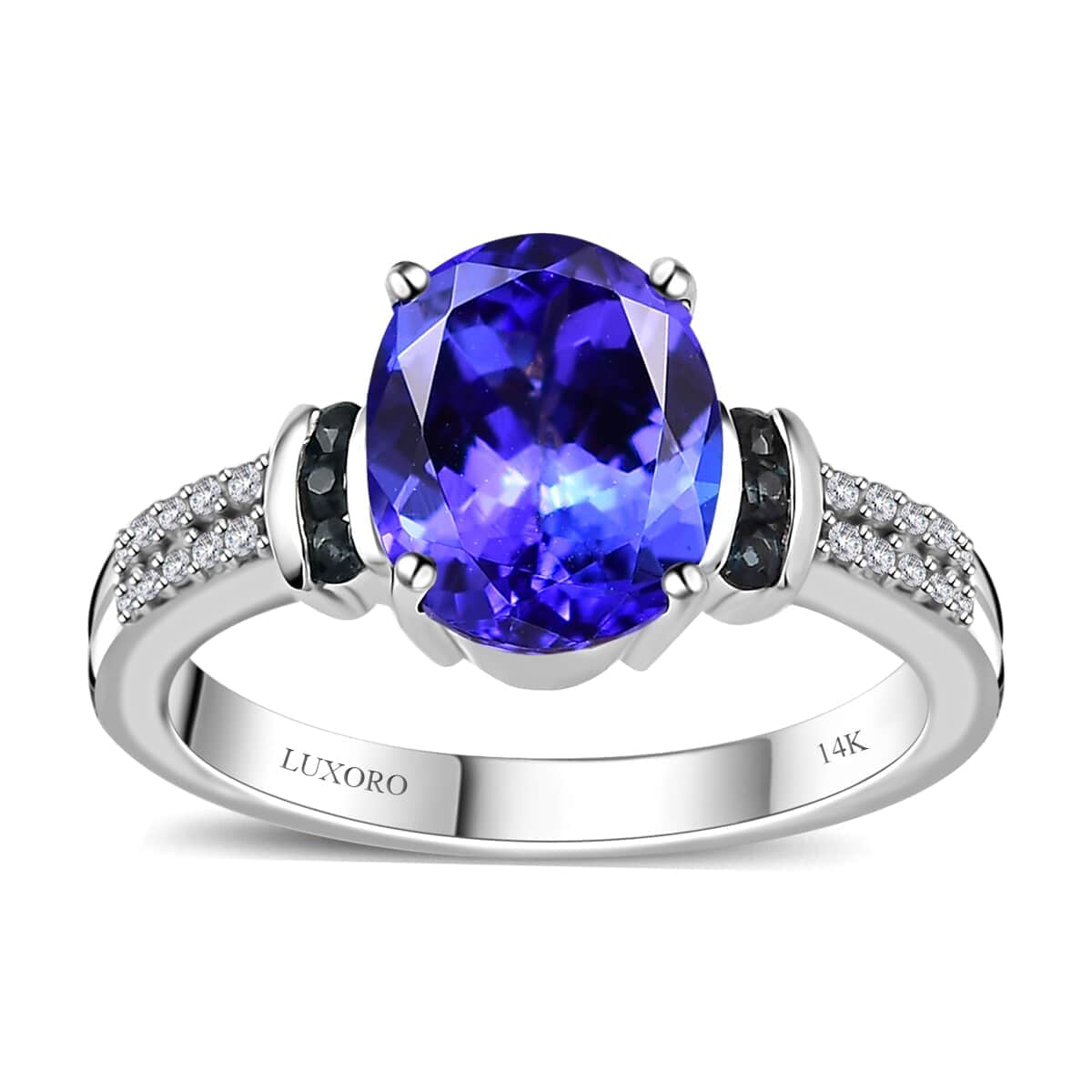 Luxoro 14K White Gold AAA Tanzanite, Monte Belo Indicolite, Diamond (I2) Ring (Size 10.0) (5.25 g) 3.25 ctw image number 0