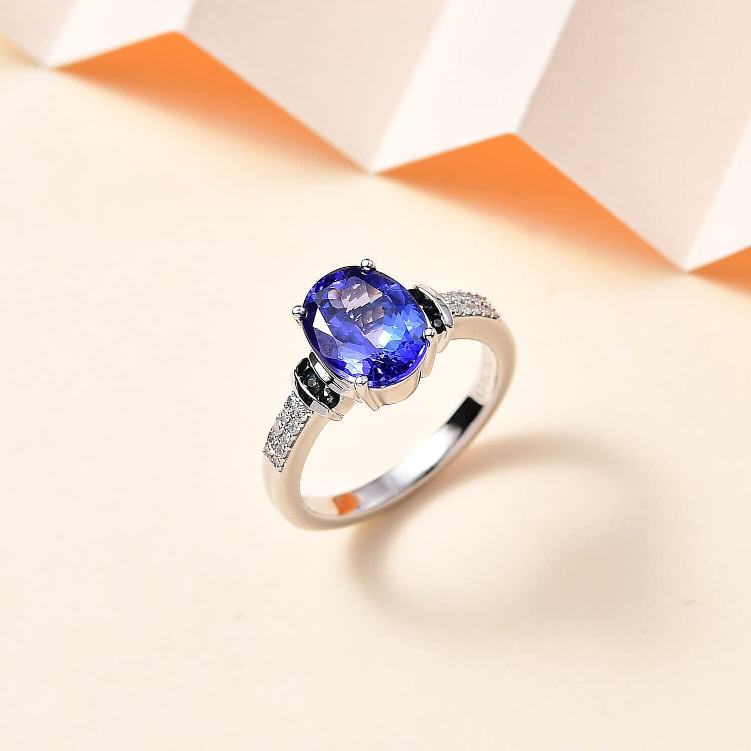 Luxoro 14K White Gold AAA Tanzanite and Monte Belo Indicolite, G-H I2 Diamond Ring (Size 10.0) 5.25 Grams 3.25 ctw