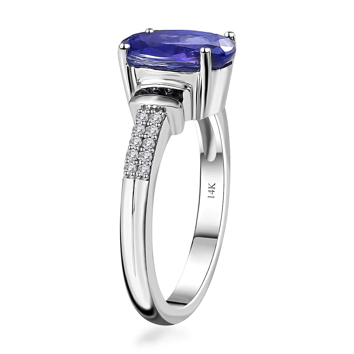 Luxoro 14K White Gold AAA Tanzanite and Monte Belo Indicolite, G-H I2 Diamond Ring (Size 10.0) 5.25 Grams 3.25 ctw