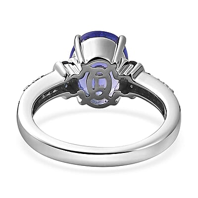 Luxoro 14K White Gold AAA Tanzanite and Monte Belo Indicolite, G-H I2 Diamond Ring (Size 10.0) 5.25 Grams 3.25 ctw