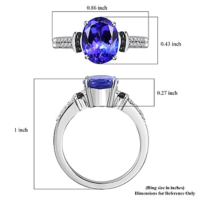 Luxoro 14K White Gold AAA Tanzanite and Monte Belo Indicolite, G-H I2 Diamond Ring (Size 10.0) 5.25 Grams 3.25 ctw