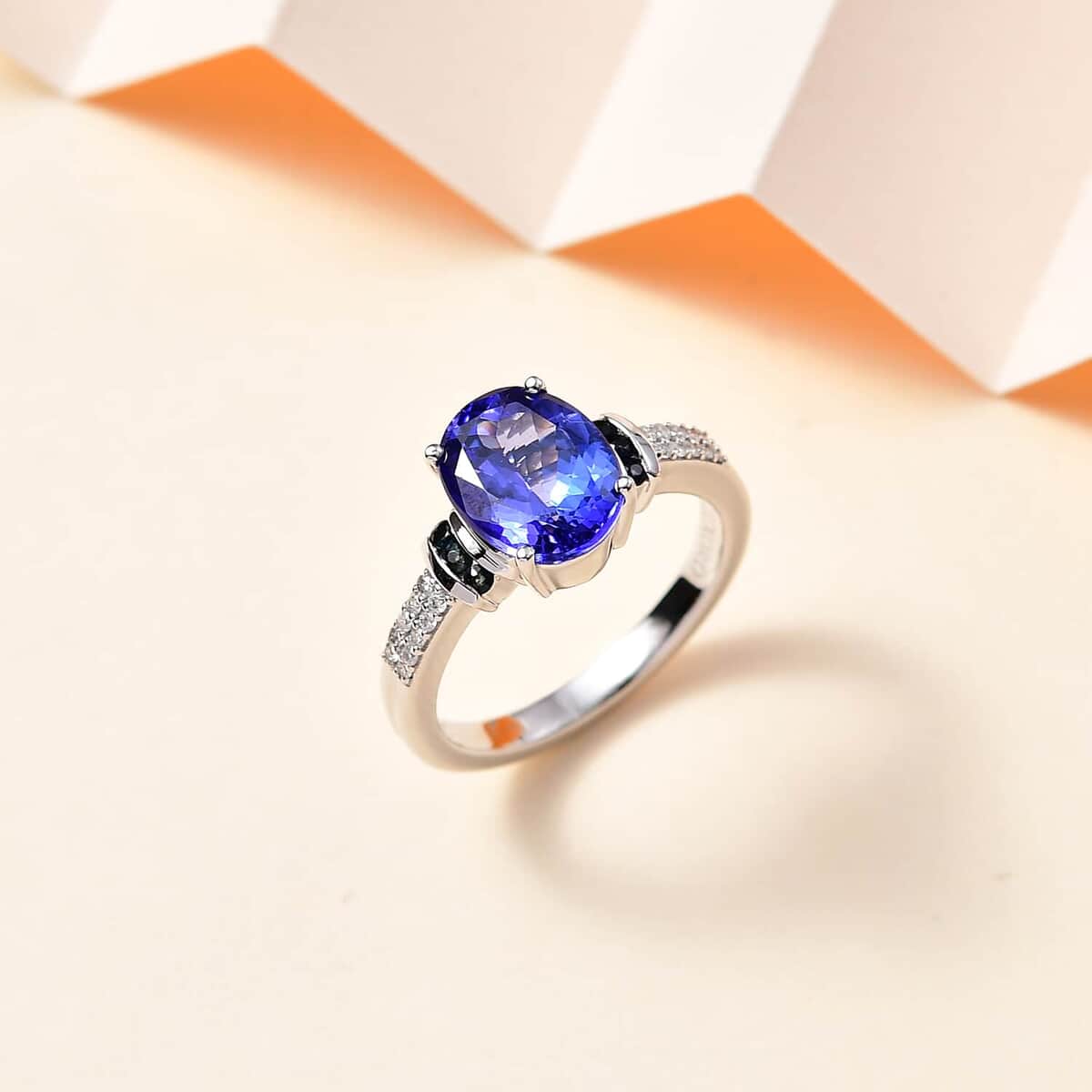 Luxoro 14K White Gold AAA Tanzanite and Monte Belo Indicolite, G-H I2 Diamond Ring (Size 6.0) 5.25 Grams 3.25 ctw image number 1