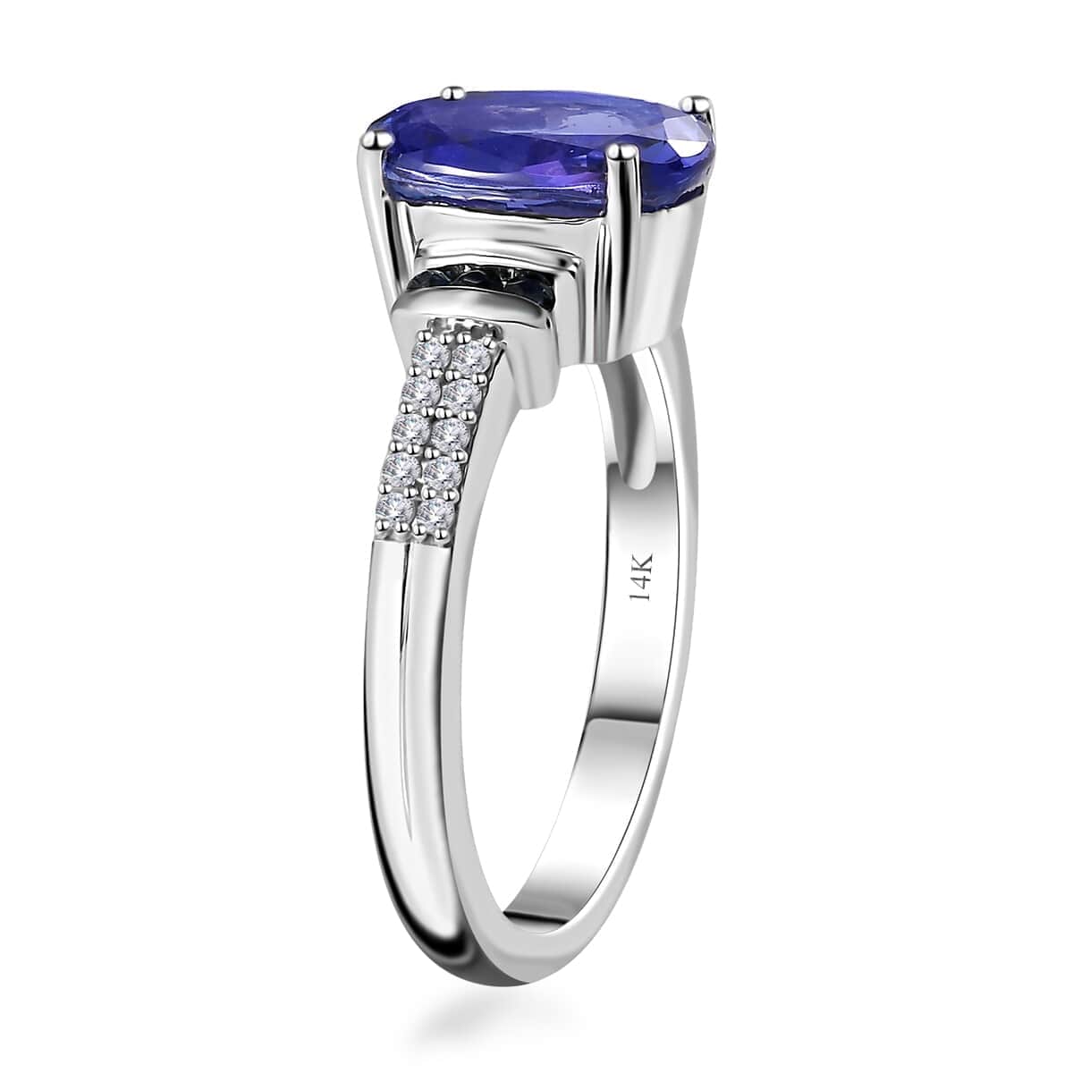 Luxoro 14K White Gold AAA Tanzanite and Monte Belo Indicolite, G-H I2 Diamond Ring (Size 6.0) 5.25 Grams 3.25 ctw image number 3