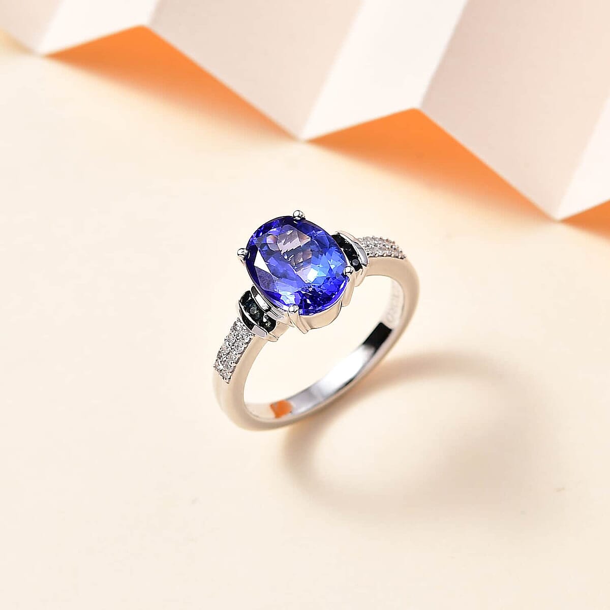 Luxoro 14K White Gold AAA Tanzanite and Monte Belo Indicolite, G-H I2 Diamond Ring (Size 6.5) 5.25 Grams 3.25 ctw image number 1