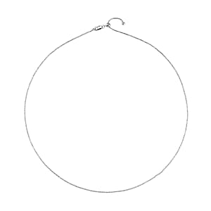 Rhodium Over Sterling Silver 0.9mm Cutting Beaded Chain Necklace 20 Inches with Lobster Lock 2.10 Grams