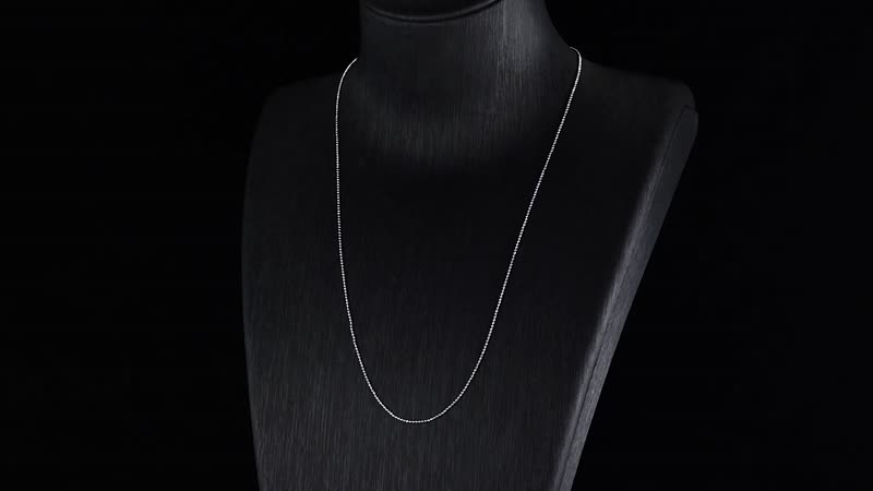 Rhodium Over Sterling Silver 0.9mm Cutting Beaded Chain Necklace 20 Inches with Lobster Lock 2.10 Grams
