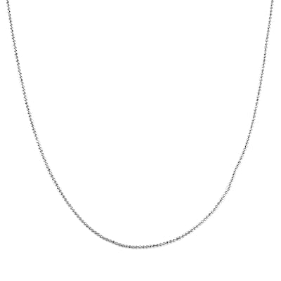Rhodium Over Sterling Silver 0.9mm Cutting Beaded Chain Necklace 20 Inches with Lobster Lock 2.10 Grams