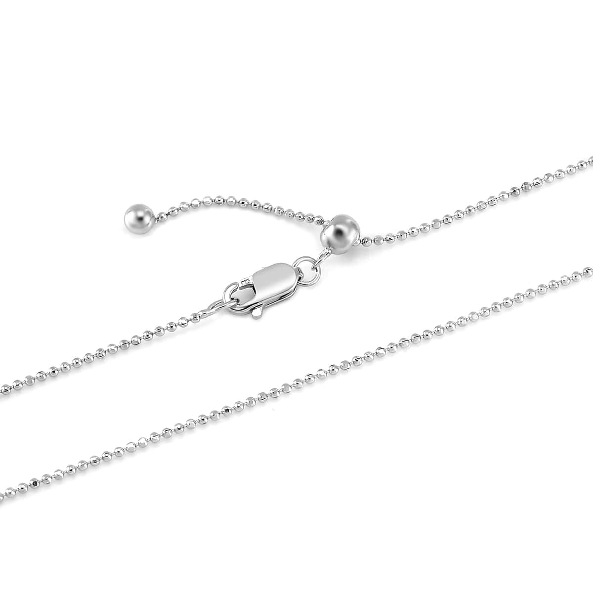 Rhodium Over Sterling Silver 0.9mm Cutting Beaded Chain Necklace 20 Inches with Lobster Lock 2.10 Grams image number 4