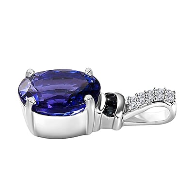 Luxoro 14K White Gold AAA Tanzanite and Monte Belo Indicolite, G-H I2 Diamond Pendant 3.15 ctw