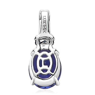 Luxoro 14K White Gold AAA Tanzanite and Monte Belo Indicolite, G-H I2 Diamond Pendant 3.15 ctw