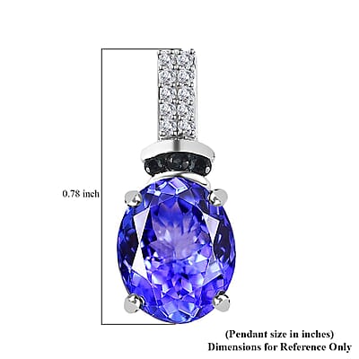 Luxoro 14K White Gold AAA Tanzanite and Monte Belo Indicolite, G-H I2 Diamond Pendant 3.15 ctw