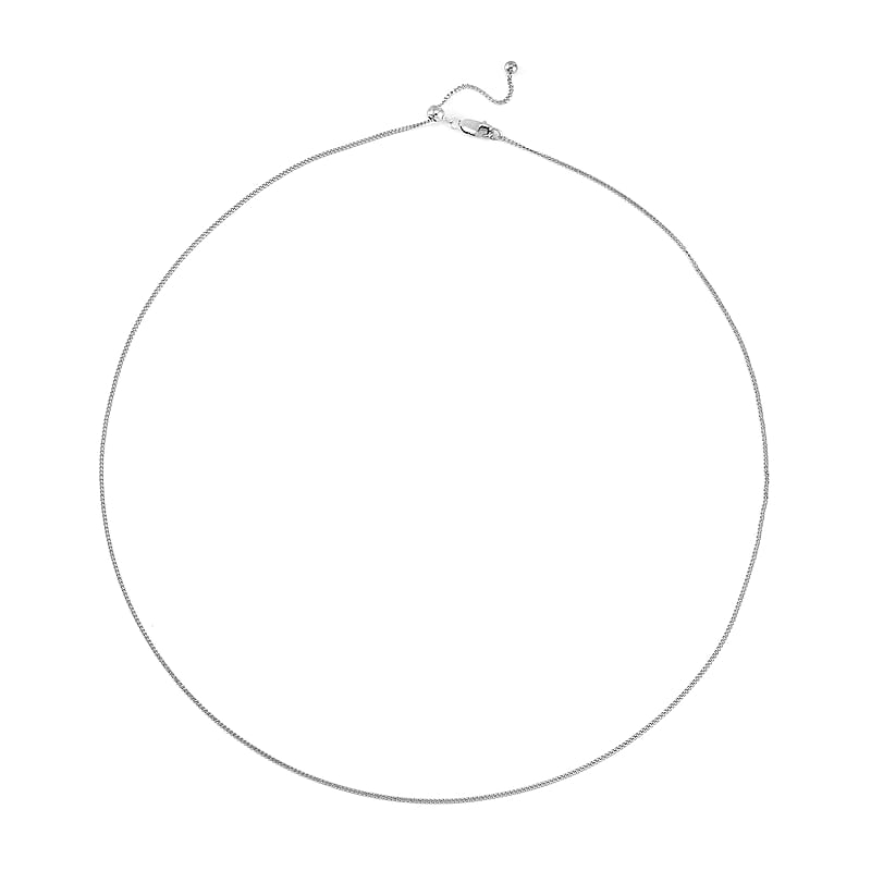 Rhodium Over Sterling Silver Cable Chain Necklace 20 Inches with Lobster Lock 2.30 Grams
