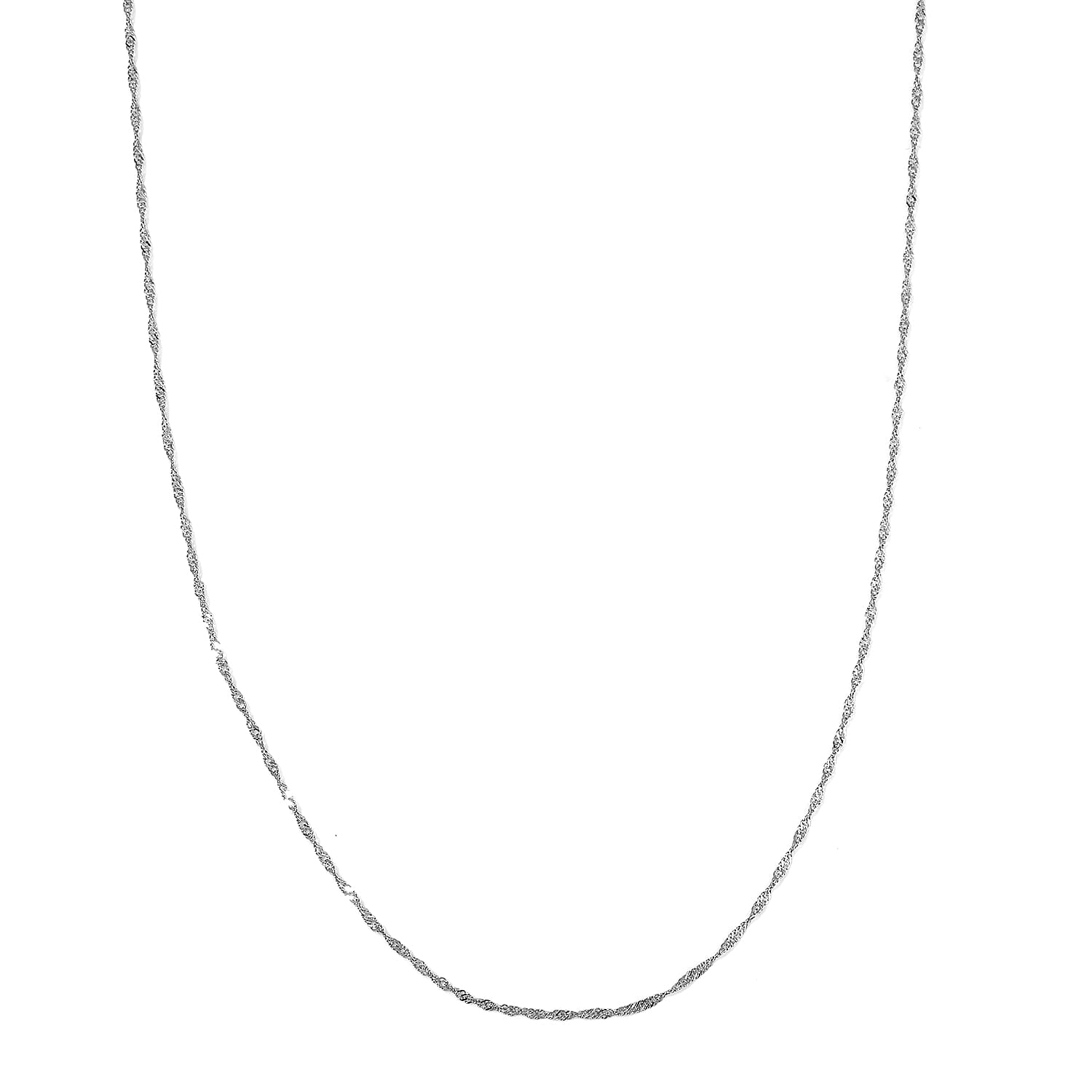 Rhodium Over Sterling Silver 1.1mm Water Wave Chain 20 Inches with Lobster Lock 1.35 Grams