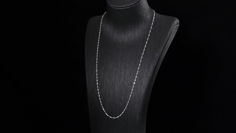 Rhodium Over Sterling Silver 1.1mm Water Wave Chain 20 Inches with Lobster Lock 1.35 Grams