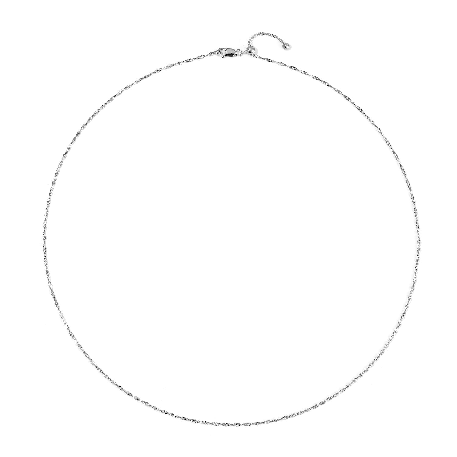 Rhodium Over Sterling Silver 1.1mm Water Wave Chain 20 Inches with Lobster Lock 1.35 Grams