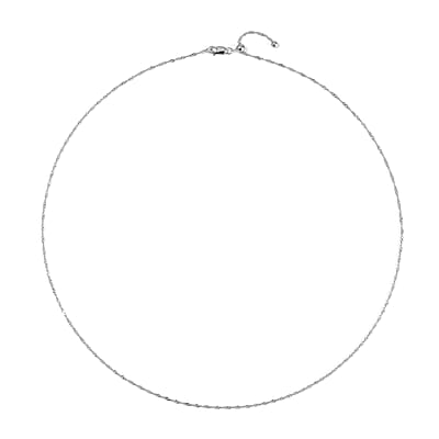 Rhodium Over Sterling Silver 1.1mm Water Wave Chain 20 Inches with Lobster Lock 1.35 Grams