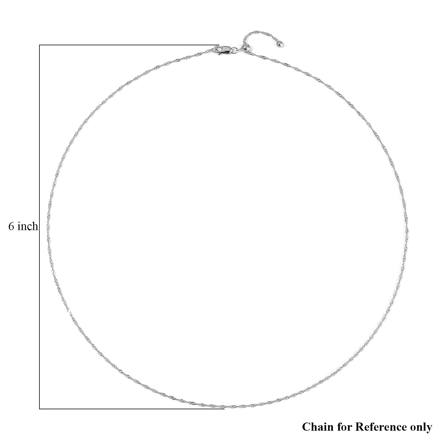 Rhodium Over Sterling Silver 1.1mm Water Wave Chain 20 Inches with Lobster Lock 1.35 Grams