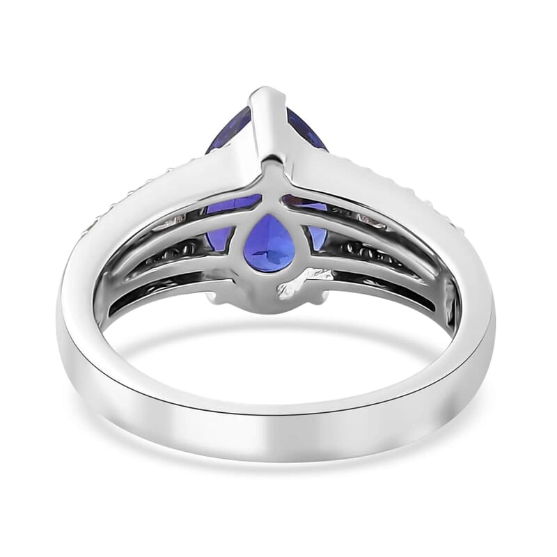 Luxoro 14K White Gold AAA Tanzanite and G-H I2 Diamond Ring (Size 10.0) 5.25 Grams 3.25 ctw