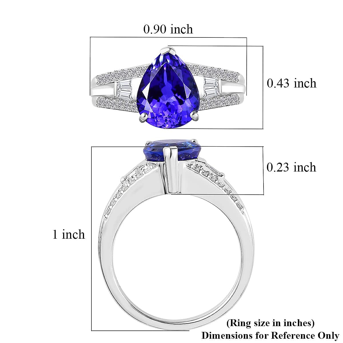 Luxoro 14K White Gold AAA Tanzanite and G-H I2 Diamond Ring (Size 10.0) 5.25 Grams 3.25 ctw