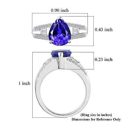 Luxoro 14K White Gold AAA Tanzanite and G-H I2 Diamond Ring (Size 10.0) 5.25 Grams 3.25 ctw