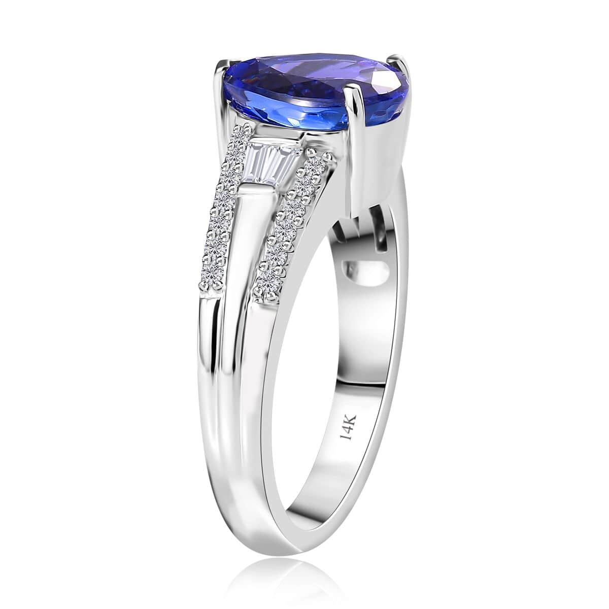 Luxoro 14K White Gold AAA Tanzanite and G-H I2 Diamond Ring (Size 7.0) 5.25 Grams 3.25 ctw image number 3