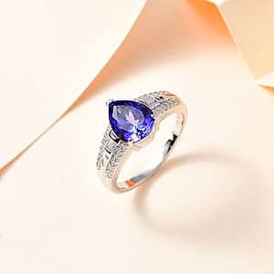 Luxoro 14K White Gold AAA Tanzanite and G-H I2 Diamond Ring (Size 8.0) 5.25 Grams 3.25 ctw