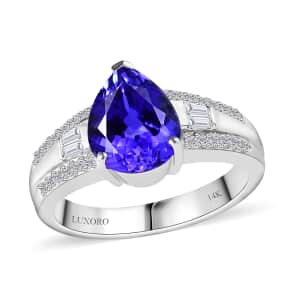 Luxoro 14K White Gold AAA Tanzanite and G-H I2 Diamond Ring (Size 9.0) 5.25 Grams 3.25 ctw (Del. in 10-12 Days)