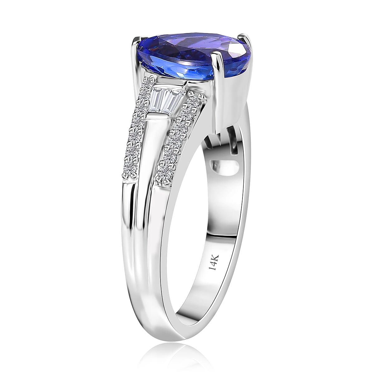 Luxoro 14K White Gold AAA Tanzanite and G-H I2 Diamond Ring (Size 9.0) 5.25 Grams 3.25 ctw image number 3